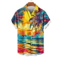 thumbnail image 4 of ZRGHAOYLQ Mens Hawaiian Bowling Shirts Trendy Sunset Palm Tree Print Casual Shirts Short Sleeve Button Down Lapel Shirt Tropical Holiday Summer Beach Shirts, 4 of 6