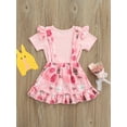 thumbnail image 4 of SAYOO Kid Girl Easter Costume Sets, Ruffle Decor Short Sleeve T-shirt + Cartoon Print Suspender Skirt Outfits Suits, 4 of 9