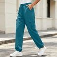 thumbnail image 2 of DYTTDG Women's Drawstring Elastic Waist Cargo Jogger Pants, Solid Color Loose Fit Casual Sweatpants with Side Cargo Pockets, 2 of 8