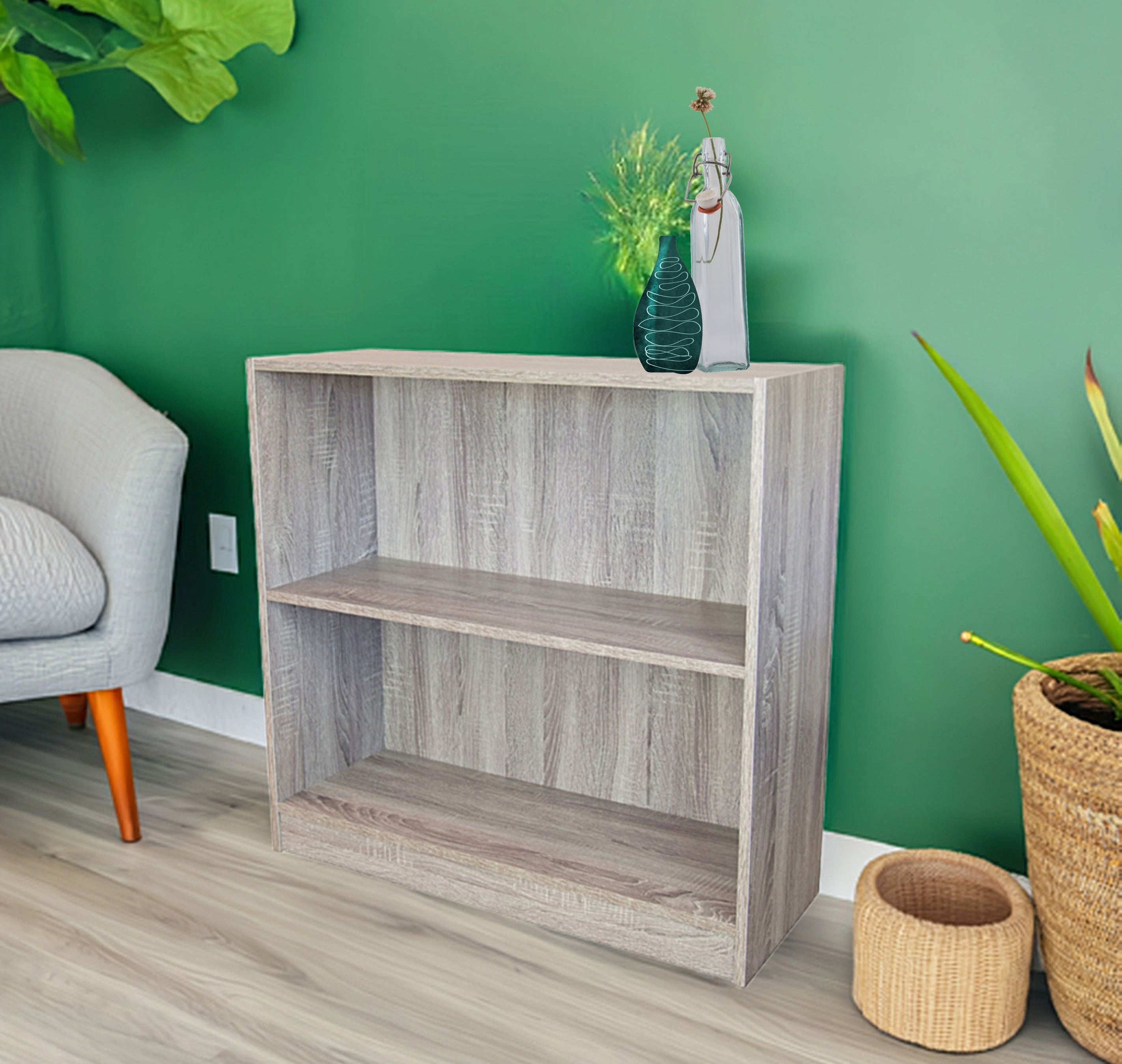 Slide Logic 3 Tier 30"H x 32"W Bookcase with Footer in Driftwood