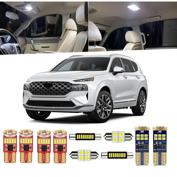 11 Piece Car Interior LED Lights Kit for Hyundai Santa Fe Hybrid 2021-2024 Interior Map Dome Light Install Tool