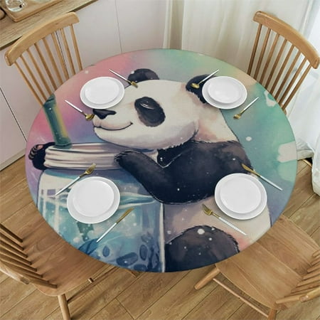 

Autua Panda Bear Bamboo Round Tablecloth Stain Resistant Washable 100% Polyester Table Cover for Indoor Outdoor Kitchen Dining Wedding Parties 31 -35