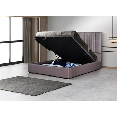 J&M Furniture 16778-Q Nara Storage Bed, Stone - Queen Size
