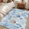 thumbnail image 4 of Blue Coastal Area Rugs 3'x5', Washable Small Throw Rugs for Living Room Bedroom, Country Nautical Starfish Coral Seashells Indoor Outdoor Rug Non-Slip Low Pile Carpet Runner Reversible Floor Mats, 4 of 8