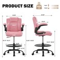 thumbnail image 2 of HYSpacerX 500 LBS Big & Tall Ergonomic High Back Leather Office Chair, Adjustable Height Flip-Up Armrest Executive Computer Chair for Standing & Counter Height Desk, Pink, 2 of 7