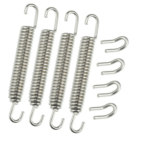 4 Set Motorcycles Exhaust Pipe Spring 80mm 3.15" Stainless Steel Exhaust Pipe Spring Hook Silver Tone