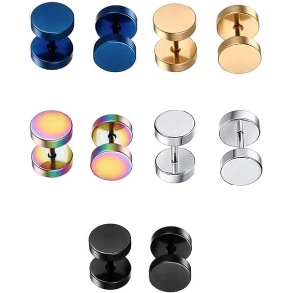 5 Pairs Dot Earrings, Screw On Stud Earring, Flat Round Earrings for Women Men