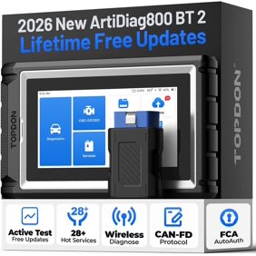 TOPDON OBD2 Scanner AD800BT 2, Bidirectional Scan Tool, All System Automotive Diagnostic Scanner, Active Test, 28  Reset Service, FCA Autoauth, Lifetime Free Updates