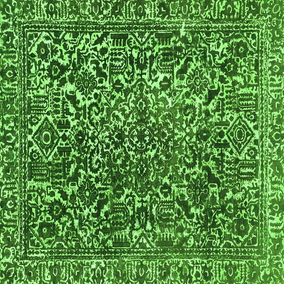 Ahgly Company Indoor Square Abstract Green Modern Area Rugs, 3' Square