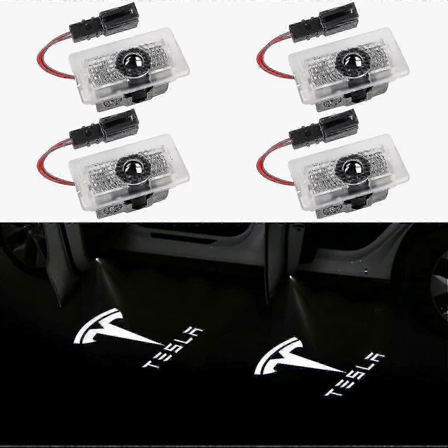 Brand-new Door Projector Light Welcome Light Step Light For Tesla Model 3 Model Y Model S Model X Car Door Light Tesla Light Tesla Accessories, 4 Pc