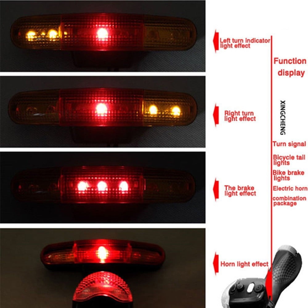 LED Bicycle Bike Turn Signal Directional Brake Light Lamp 8 Sound ...