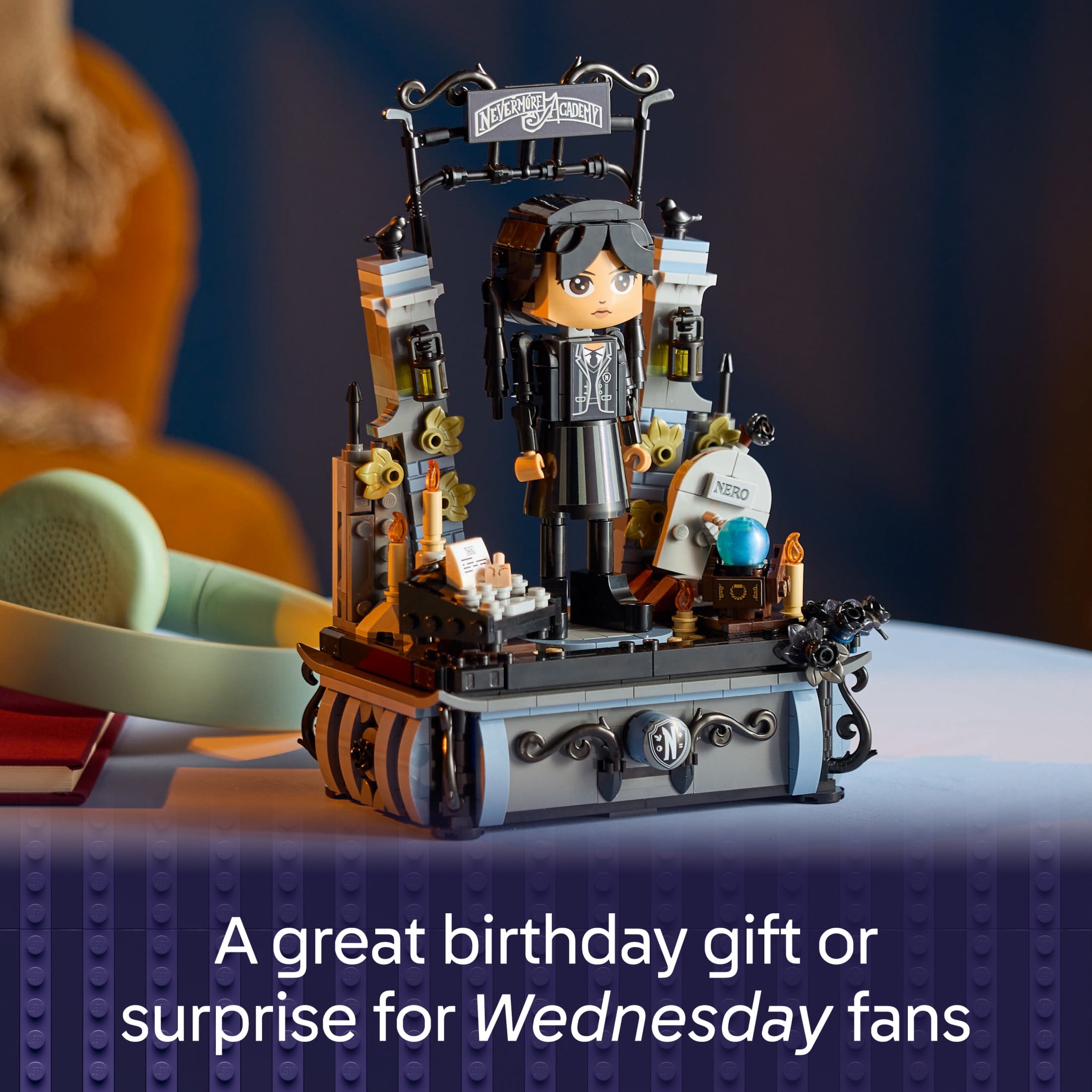 LEGO Wednesday Addams Figure - Building Toy for Kids, Girls & Boys, Ages 10+ - Collectible Wednesday Addams Doll with Display for Fans - Gift Idea for Birthday - 76780