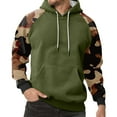 thumbnail image 2 of Men’s Pullover Hoodie with Drawstring Adjustable Hood and Camouflage Print Long Raglan Sleeves Kangaroo Pocket Green 2XL, 2 of 5