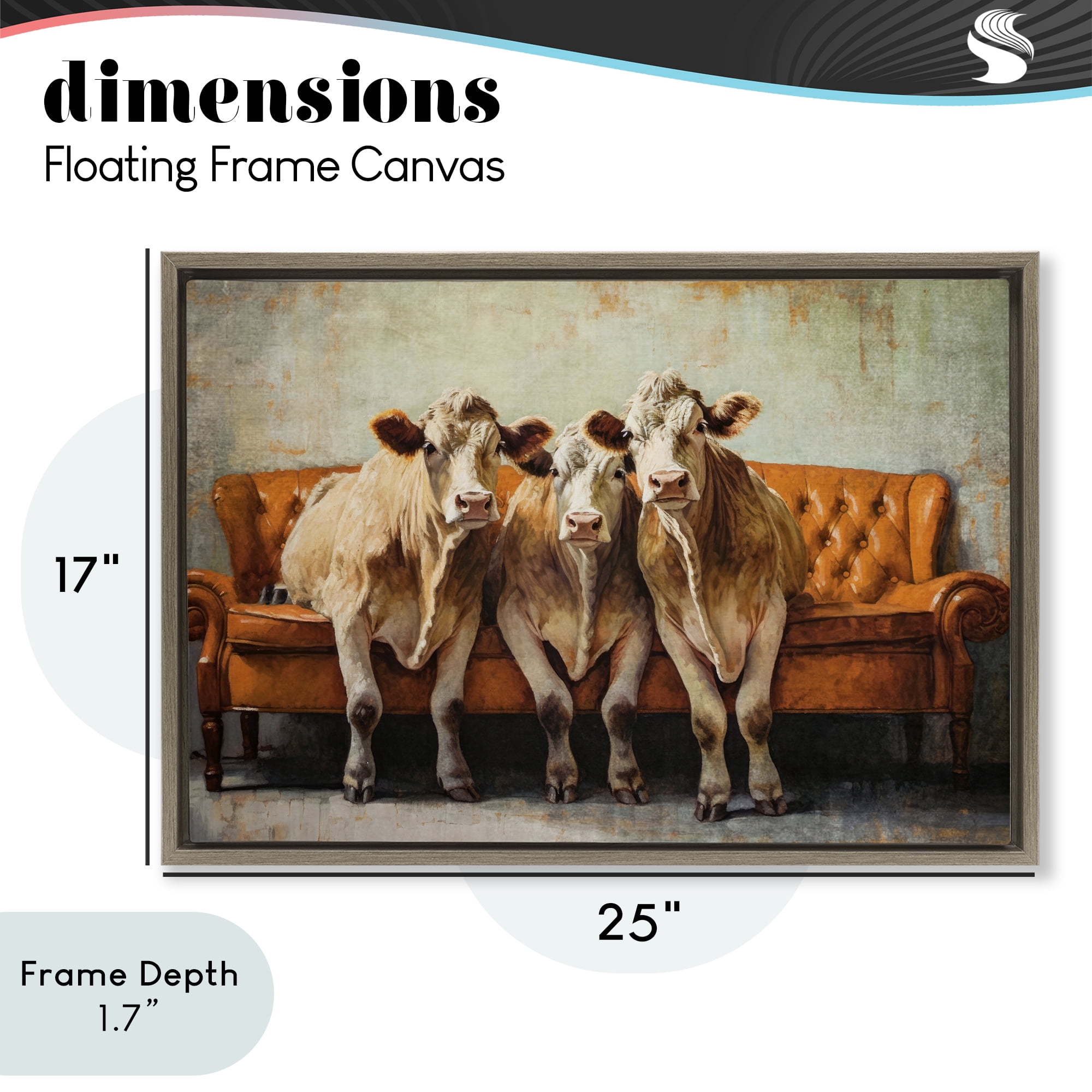 Stupell Industries Cows Just Chillin' Brown Framed Floater Canvas Wall Art, design by Tina LeCour