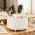 thumbnail image 5 of White Cosmetic Organizer with Gold Accents, Rotating Divided Compartment for Makeup, Vanity, Desktop, 5 of 5