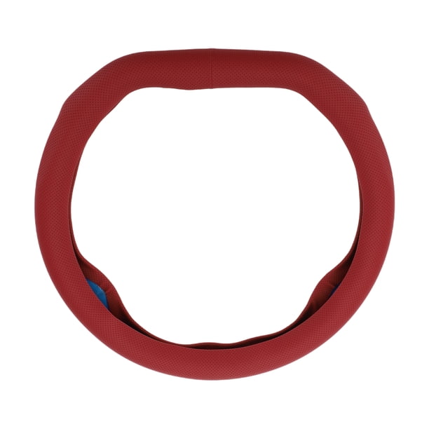 Funda de volante única para automóvil, duradera, forma D, de cuero, 1 pieza, color rojo vino