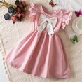 thumbnail image 2 of Ashirexll Girls Summer Dresses, Little Girls Dresses, 3-8 Years Girls' Summer Short Sleeve Ruffled Round Neck Lace Embroidery Mesh Princess Bowknot Skirt, 2 of 7