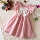 thumbnail image 2 of Odeerbi Niñas Verano Ruffle Manga Grande Lazo Princesa Vestidos Sin Mangas Cuello Redondo Vestido A-Line, 2 of 9