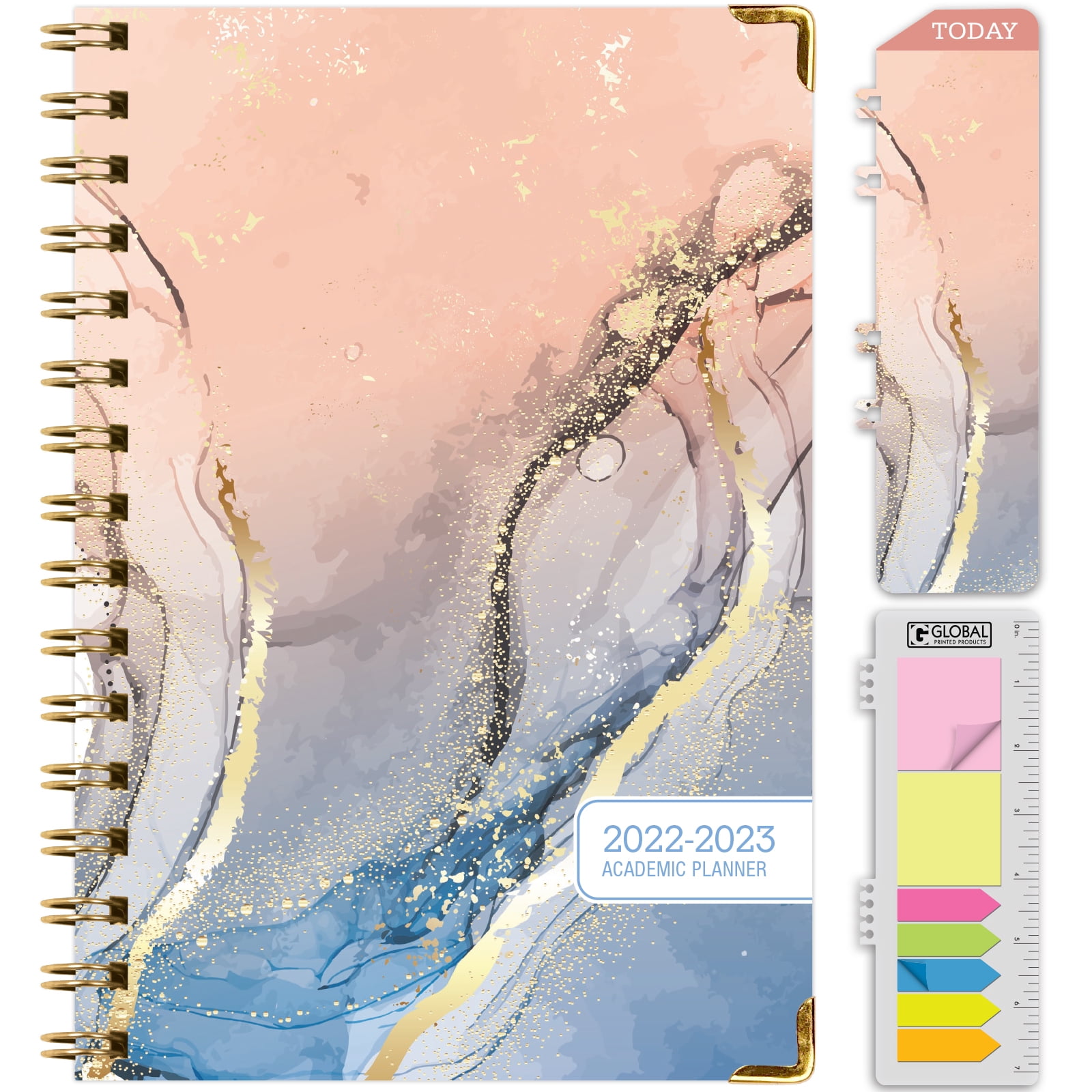 Bonus Bookmark November 2019 Through December 2020 HARDCOVER Calendar Year 2020 Planner: Pocket Folder and Sticky Note Set 5.5x8 Daily Weekly Monthly Planner Yearly Agenda Pineapples 