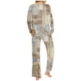 thumbnail image 4 of Mqqzkk Pajamas For Women Long Sleeve Crew Neck Pjs Set Soft 2 Piece Loungewear Lightweight Sleepwear with Wide Pants L, 4 of 6