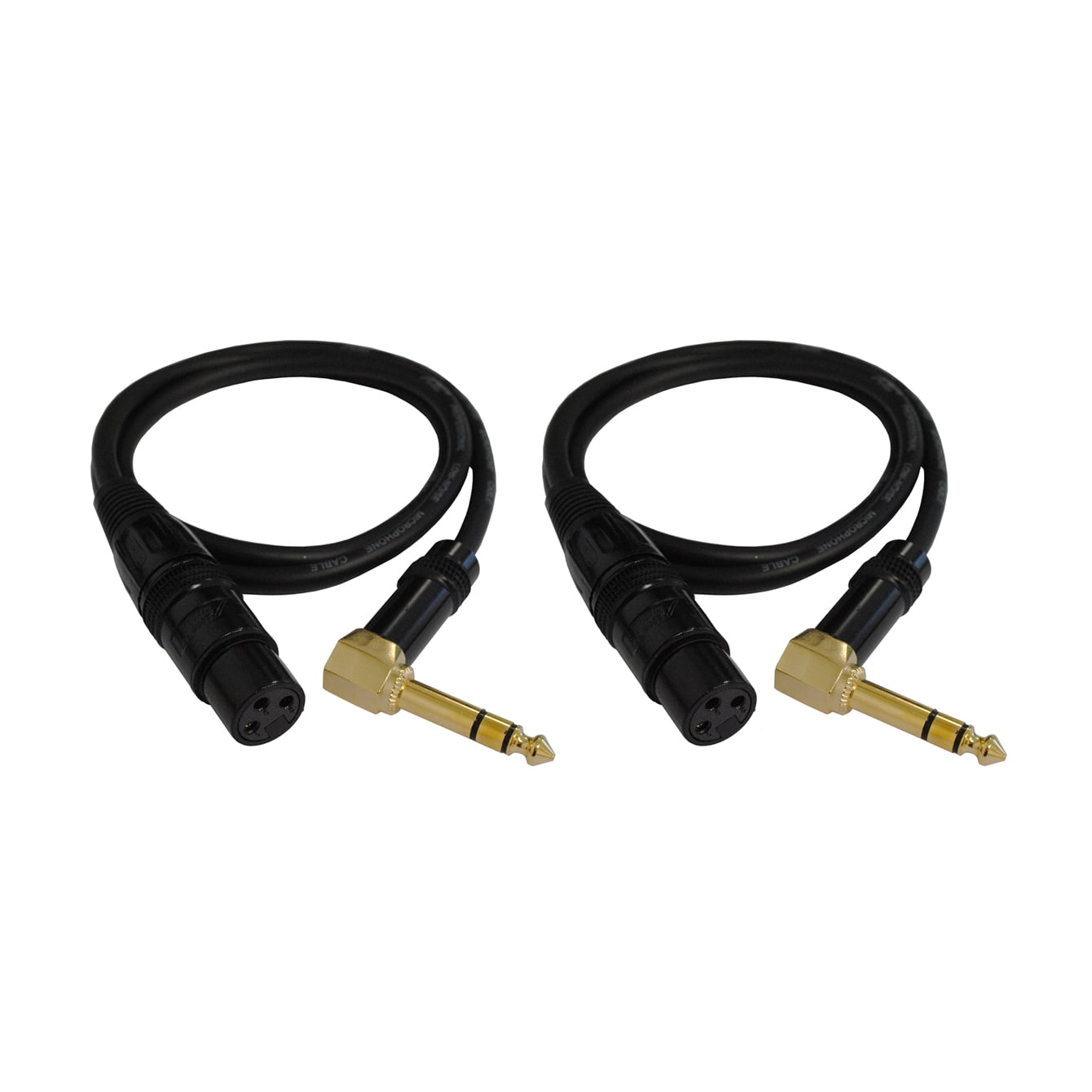 Audio2000's E20103P2 3 Ft 1/4" TRS Right Angle to XLR Female Cable (2