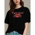 thumbnail image 1 of Camiseta con estampado de letras románticas para San Valentín para mujer, top informal de algodón de manga corta con cuello redondo, top de punto para primavera y verano, camiseta unisex para adultos,, 1 of 8