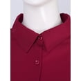 thumbnail image 6 of TiaoBug Women's Long Sleeve Button Down One Piece Bodysuit Shirts Career Office Work Blouse Top Burgundy L, 6 of 7