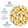 thumbnail image 3 of Honeii European-style Pattern Sunflower print Leather Coaster Set of 4, ideal for safeguarding your furniture from drinks spills and effortless cleanup-Round Shape, 3 of 6