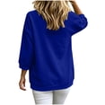 thumbnail image 5 of Stamzod 3/4 Length Sleeve Womens Tops Casual Loose Crewneck Sweatshirt Fall Fashion Dressy Work Blouse Dark Blue L, 5 of 7