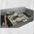thumbnail image 6 of Prehistoric Soft Flannel Fleece Throw Blanket, Cartoon Dancing Natives Wearing Tribal Print, Cozy Plush for Indoor and Outdoor Use, 70" x 90", Army Green Yellow, by Ambesonne, 6 of 6
