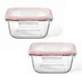 thumbnail image 1 of LocknLock - Set of 2 Airtight and Leakproof Glass Containers, 500mL Capacity, Red, 1 of 6