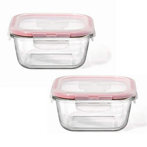 LocknLock - Set of 2 Airtight and Leakproof Glass Containers, 500mL Capacity, Red