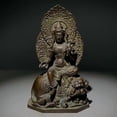 thumbnail image 1 of Antique-style Manjushri and Samantabhadra seated Buddha figurines, retro home decor for entryways., 1 of 4