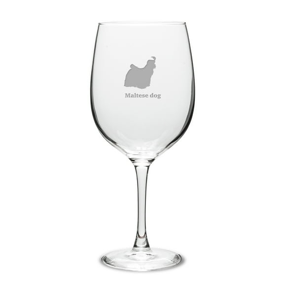 Maltese Dog Deep Etched 19 oz Classic Red Wine Glass