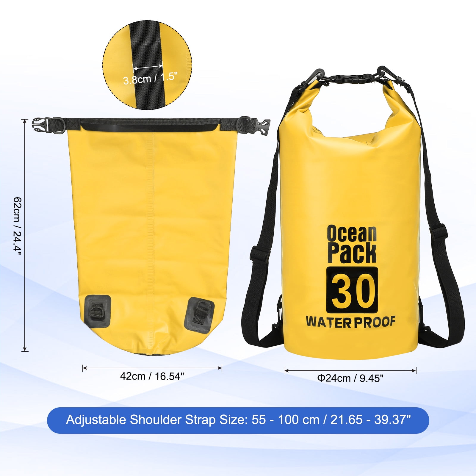 Uxcell Waterproof Dry Bag, Waterproof Bags with Whistle Yellow 30L