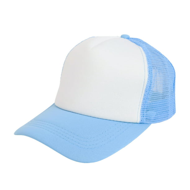 Toptie Blank Kids Two Tone Mesh Curved Bill Trucker Cap Foam Trucker Hat For Boys Girls Adjustable Snapback Light Blue White Walmart Com