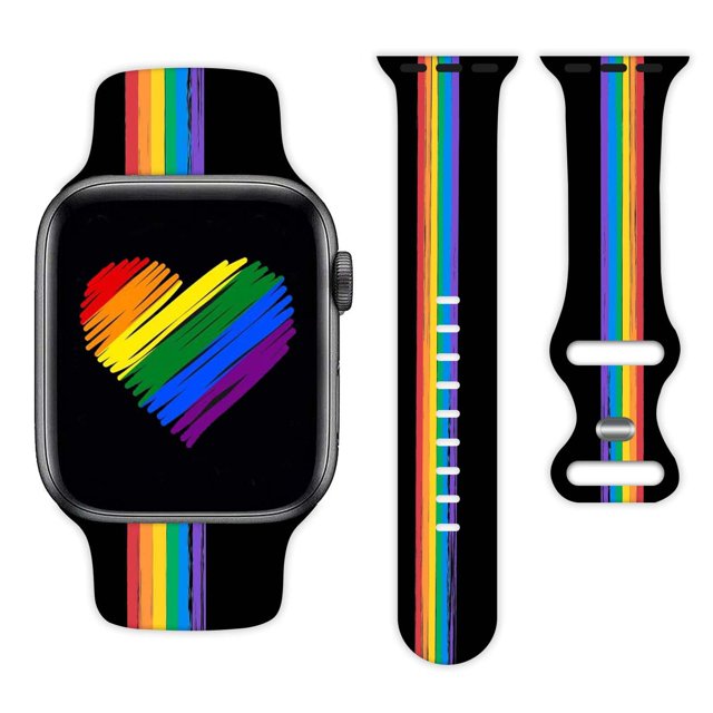 Pride Rainbow Watch Band Compatible Con Apple Watch 38 Mm, 40 Mm, 41 Mm, 42 Mm, 44 Mm, 45 Mm, 49 Mm, Correa De Silicona De Repuesto Para Iwatch Series 10, 9, 7, 6, 5, 4, 3, 2, 1, Regalos Unisex Para M