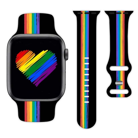 Pride Rainbow Watch Band Compatible Con Apple Watch 38 Mm, 40 Mm, 41 Mm, 42 Mm, 44 Mm, 45 Mm, 49 Mm, Correa De Silicona De Repuesto Para Iwatch Series 10, 9, 7, 6, 5, 4, 3, 2, 1, Regalos Unisex Para M