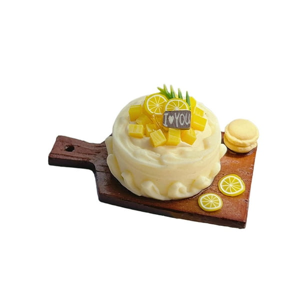 Pastel de casa de muñecas, artesanía de comida en miniatura 3D, escena de vida de panadería de jardín de hadas 1:6 1:12, juguetes de cocina de muñecas Estilo C Hugo Pastel de casa de muñecas