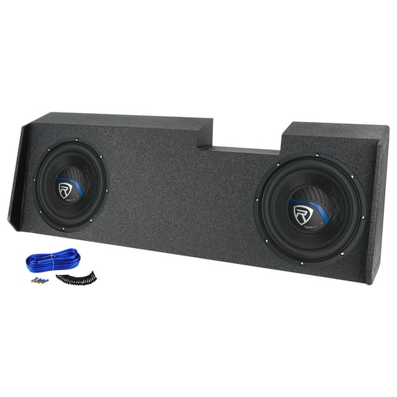 Rockville W10K5S2 Bundle: (2) 10-in 1200W Peak/300W RMS CEA Rated 2 Ohm Car Audio Subwoofers, Dual 10-in Sealed Bedlined Sub Box for 2019-Current GM Crew Double Cab, Enclosure Kit, 4-items