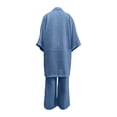 thumbnail image 4 of Ussuma Solid Color 3 Piece Sets for Women V-Neck Sleeveless Tank and Cardigan with Elastic Waist Loose Plus Size Drawstring Pants with Pockets Intellectual Sets Dressy Casual Party Travel Work L Blue, 4 of 6