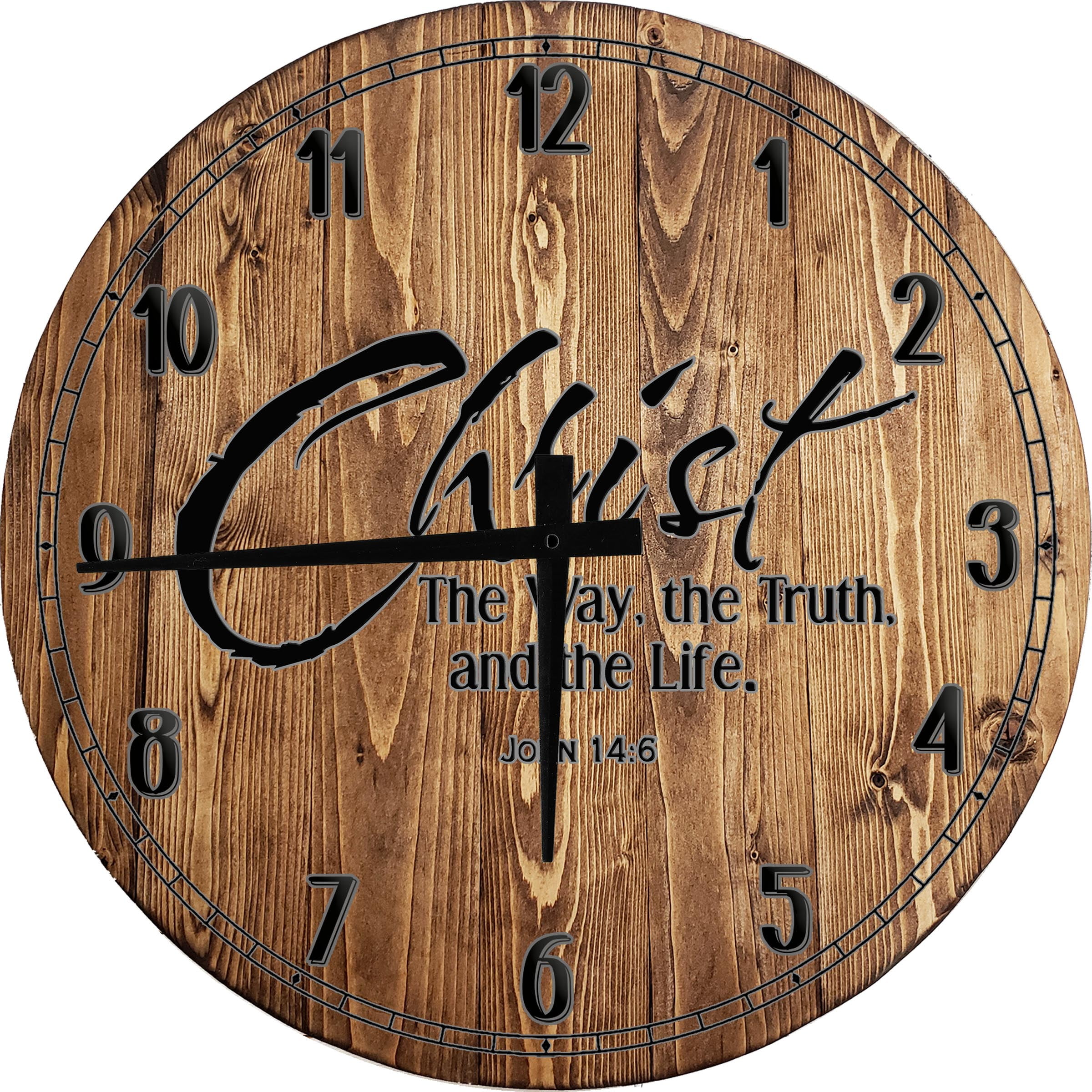 Wood Wall Clock 18 Inch Round Religious Wall Art Christ The Way The