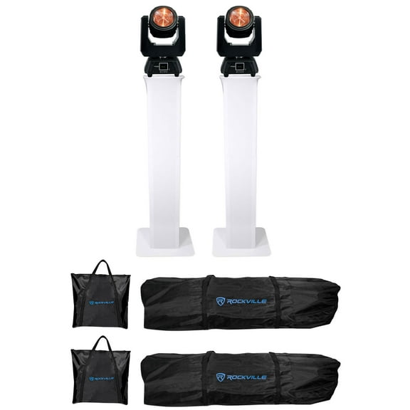 (2) Chauvet DJ Intimidator Beam Q60 60w RGBW LED Moving Head Lights Totem Stands