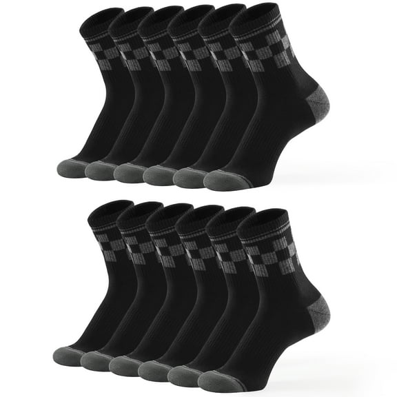 Honeysea 6-Pack Crew Socks for Men & Women, Checkered Quarter Socks Men Casual Womens Crew Socks Running Long Socks for Women