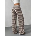 thumbnail image 5 of Women’s Knit Straight-Leg Pants, Soft Stretch Casual Trousers, Lightweight Striped or Solid Lounge Bottoms, High-Waist Relaxed Fit Pants for Daily Wear & Travel, 5 of 6