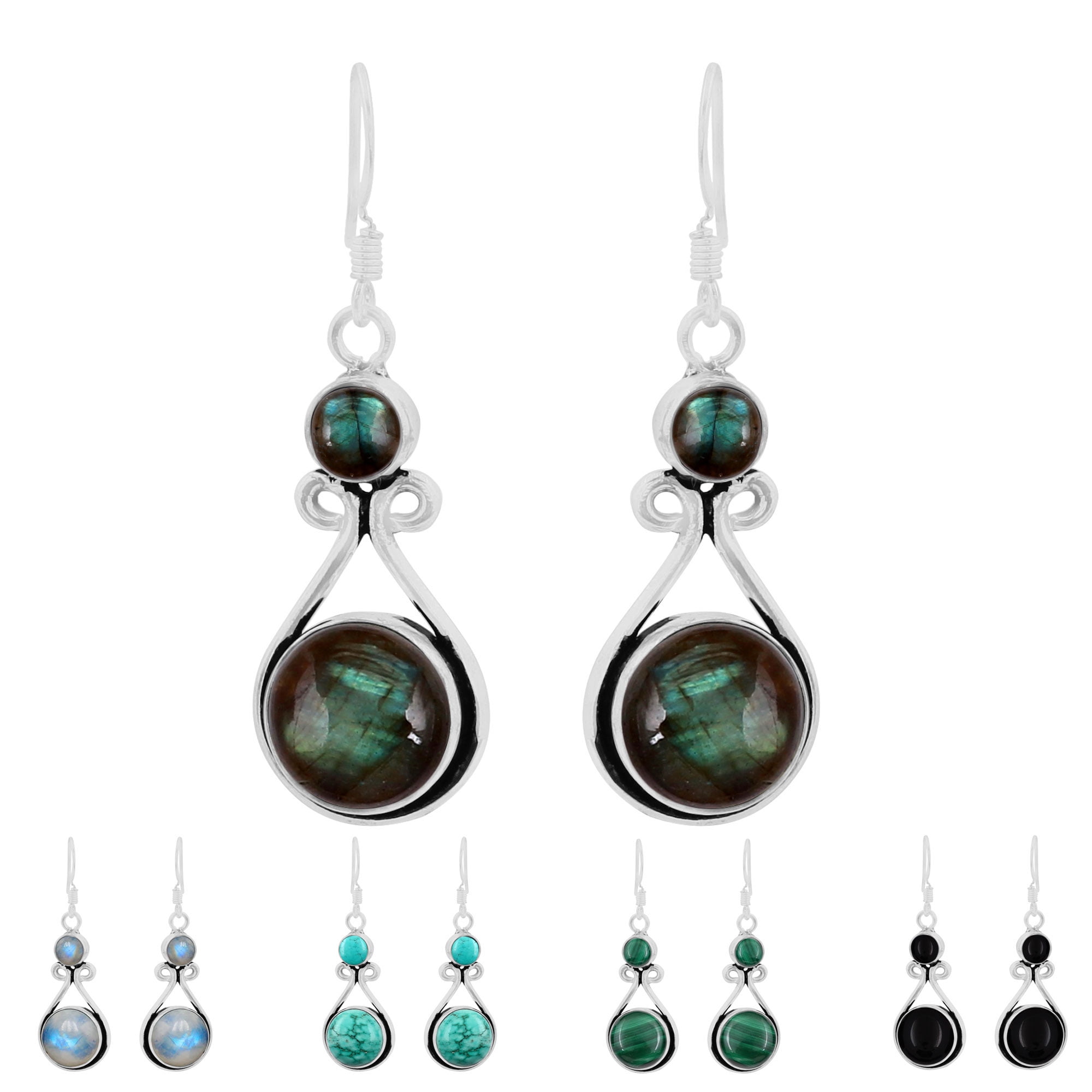 LABRADORITE Gems Small Studs Earrings 925 Silver Plated Present Store For Love