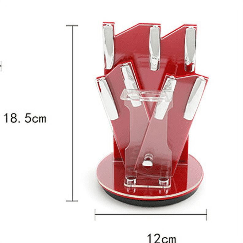 6 pcs Professional Ceramic Kitchen Knife Set with Peeler and Holder (6" Chef's/5" Utility/4" Fruit/3" Paring) - Ceramic Kitchen Cutlery/ Ceramic Knife Set (Red)