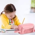 thumbnail image 4 of Large Pencil Pouch Handheld Zipper Pencil Case Organizer Student Supplies Pink, 4 of 6