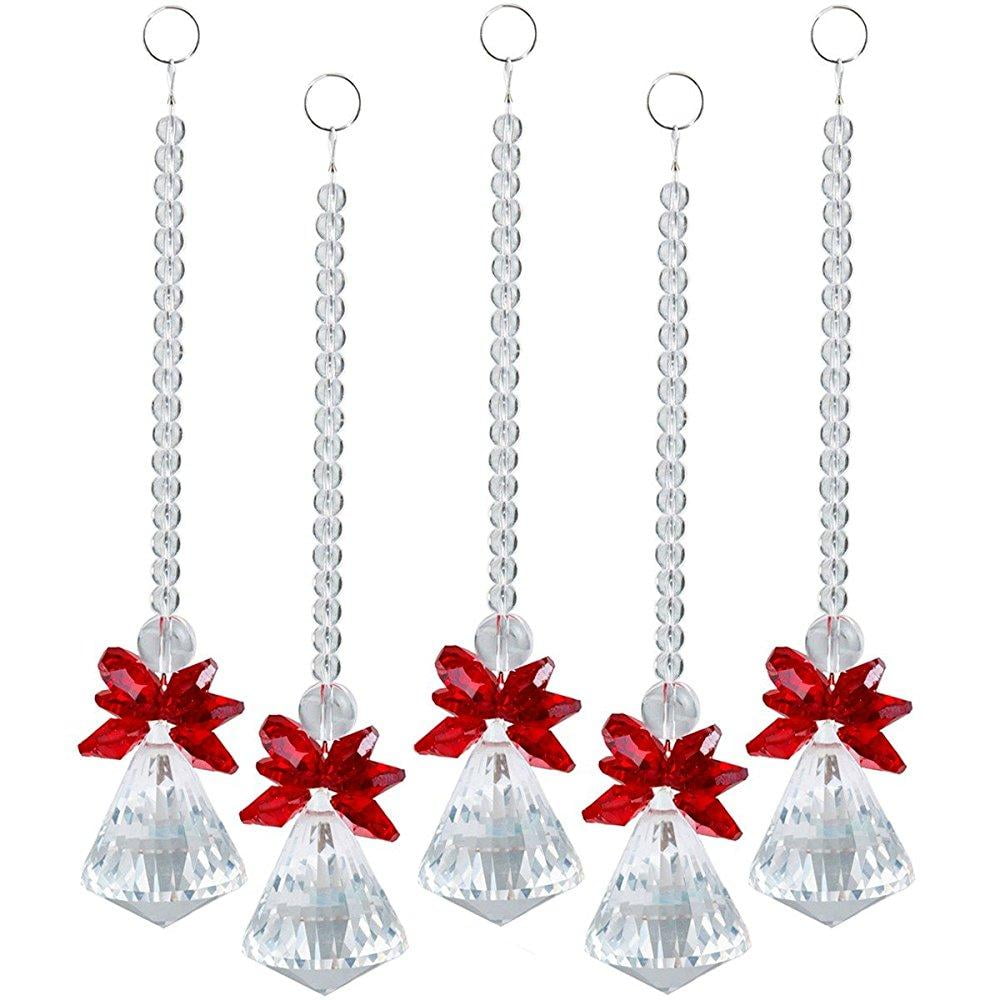 rockcloud hanging clear crystal point prism glass jingle bell holiday