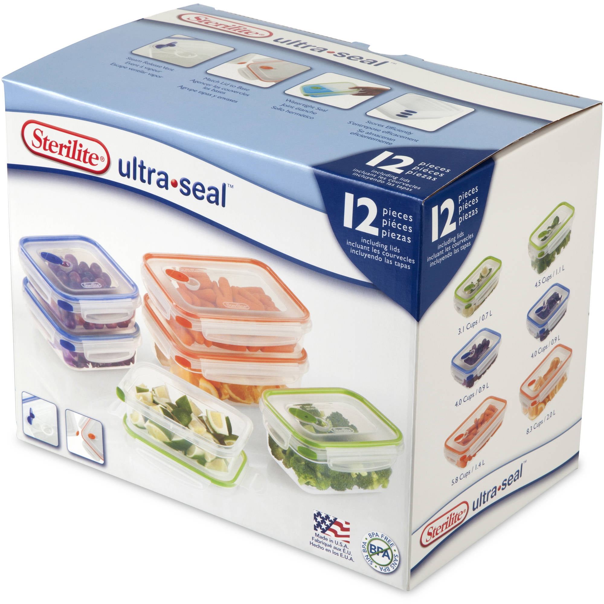 UltraSeal Food Storage Containers – 12 Pack Blue 